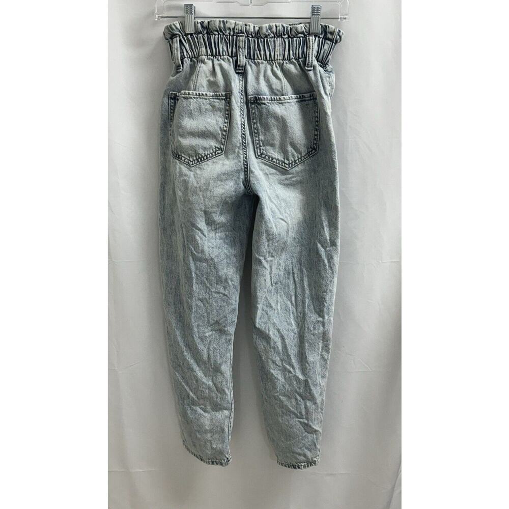 SO Paperbag Jeans Womens 0 24 Waist High Rise Mom Lightwash Ripped Destroyed - Picture 2 of 11